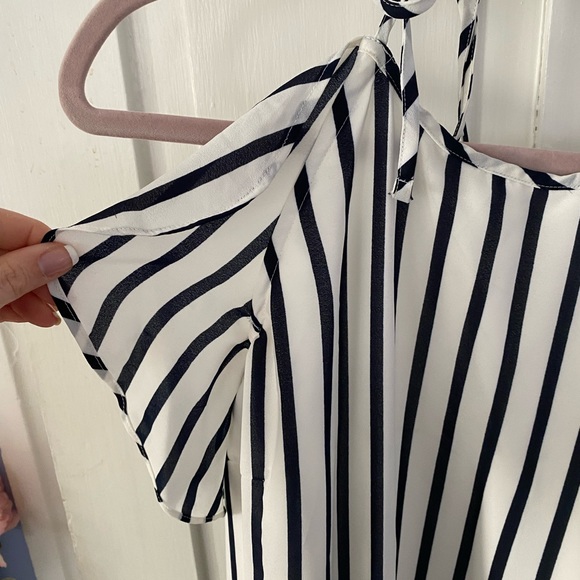 J.Crew Factory Navy & White Striped Halter Ruffle Dress - Picture 4 of 7